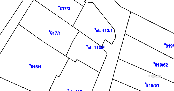 Parcela st. 113/2 v KÚ Doksany, Katastrální mapa
