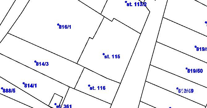 Parcela st. 115 v KÚ Doksany, Katastrální mapa