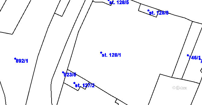 Parcela st. 128/1 v KÚ Doksany, Katastrální mapa
