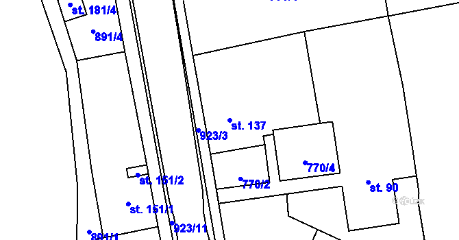 Parcela st. 137 v KÚ Doksany, Katastrální mapa