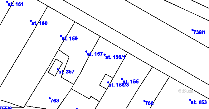 Parcela st. 156/1 v KÚ Doksany, Katastrální mapa