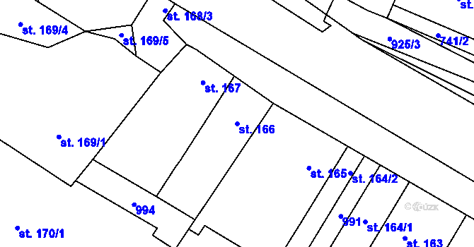 Parcela st. 166 v KÚ Doksany, Katastrální mapa