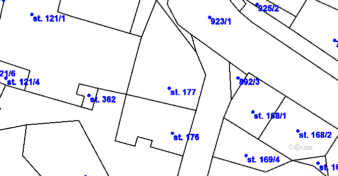 Parcela st. 177 v KÚ Doksany, Katastrální mapa