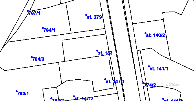 Parcela st. 183 v KÚ Doksany, Katastrální mapa
