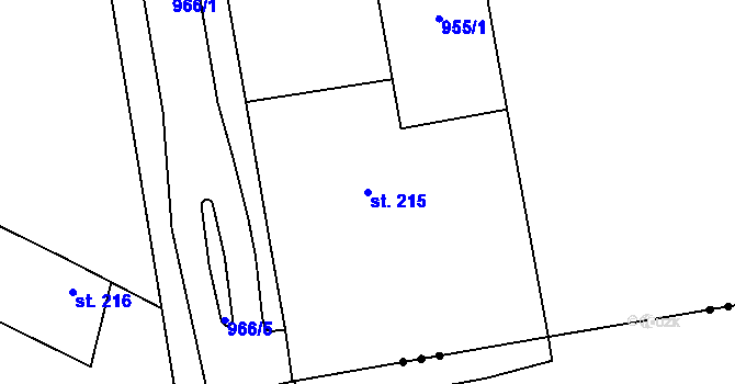 Parcela st. 215 v KÚ Doksany, Katastrální mapa