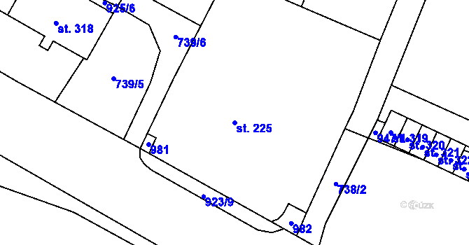 Parcela st. 225 v KÚ Doksany, Katastrální mapa