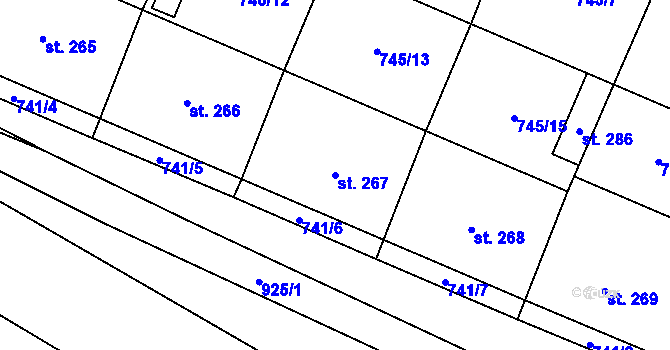 Parcela st. 267 v KÚ Doksany, Katastrální mapa