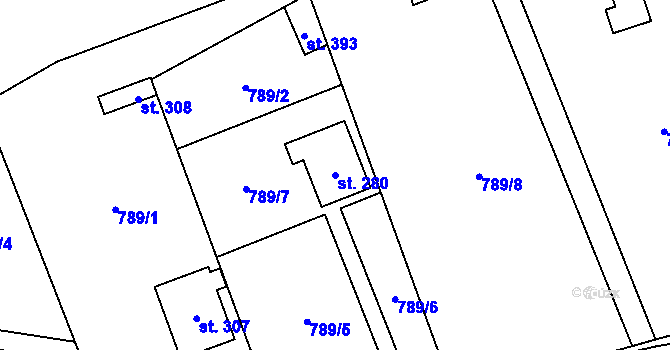 Parcela st. 280 v KÚ Doksany, Katastrální mapa