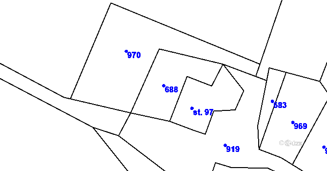 Parcela st. 688 v KÚ Doksany, Katastrální mapa