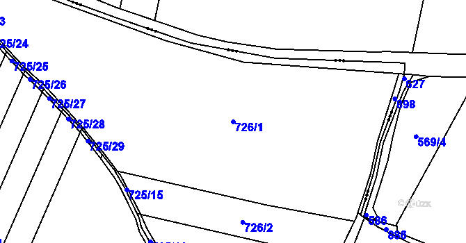 Parcela st. 726/1 v KÚ Doksany, Katastrální mapa