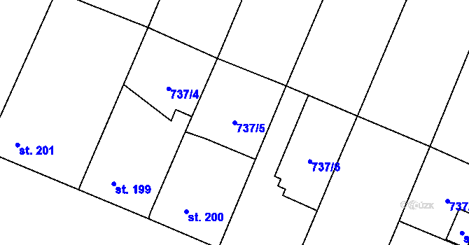 Parcela st. 737/5 v KÚ Doksany, Katastrální mapa