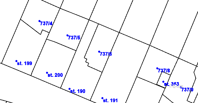 Parcela st. 737/6 v KÚ Doksany, Katastrální mapa