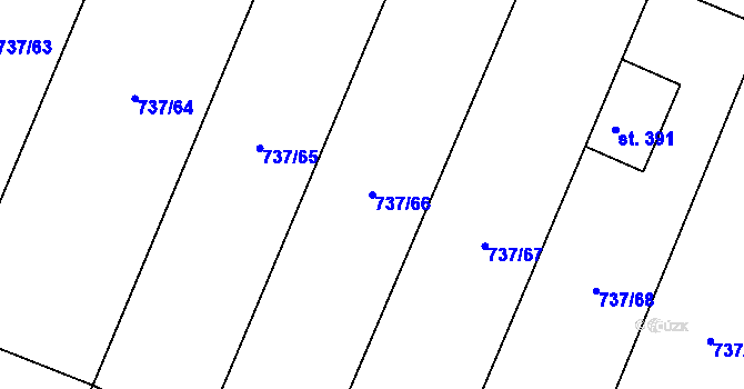 Parcela st. 737/66 v KÚ Doksany, Katastrální mapa