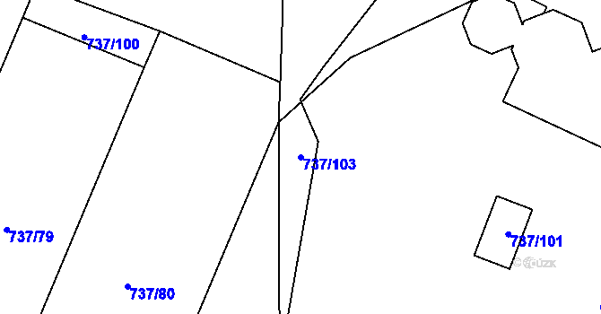 Parcela st. 737/103 v KÚ Doksany, Katastrální mapa