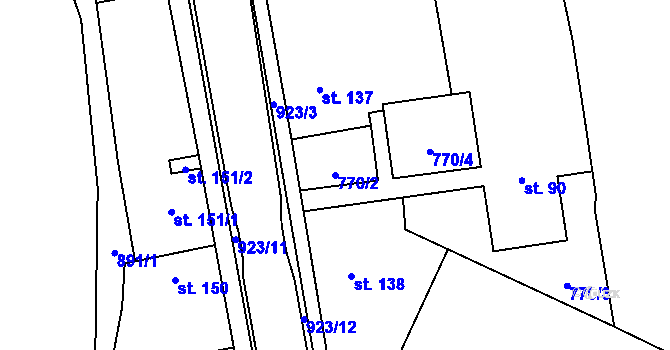 Parcela st. 770/2 v KÚ Doksany, Katastrální mapa