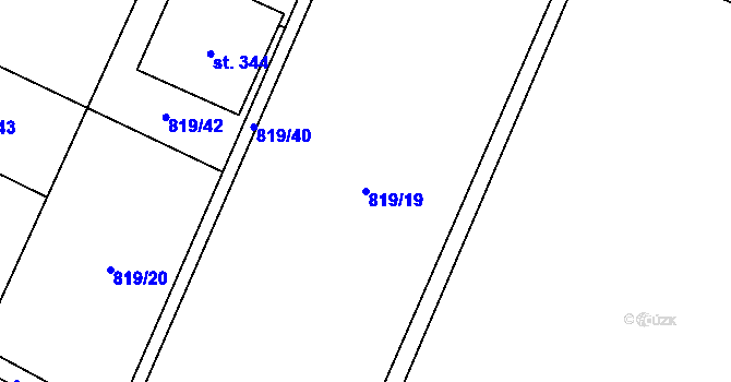 Parcela st. 819/19 v KÚ Doksany, Katastrální mapa