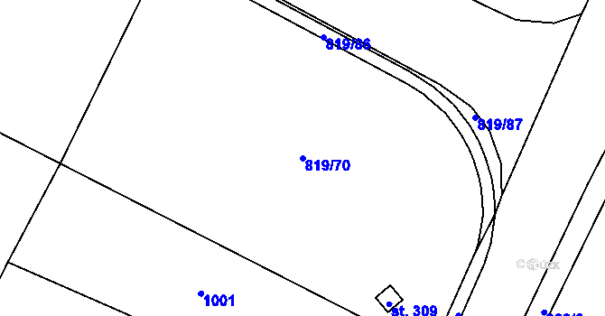 Parcela st. 819/70 v KÚ Doksany, Katastrální mapa