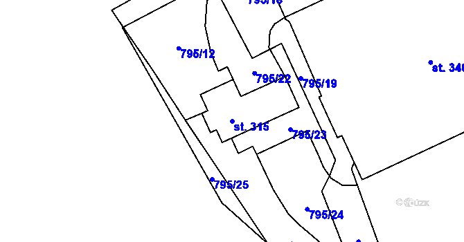 Parcela st. 315 v KÚ Doksany, Katastrální mapa