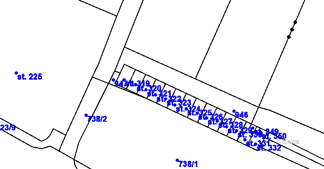 Parcela st. 336 v KÚ Doksany, Katastrální mapa