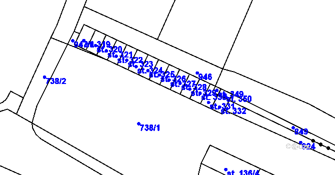 Parcela st. 340 v KÚ Doksany, Katastrální mapa