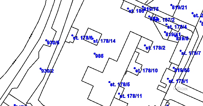 Parcela st. 178/8 v KÚ Doksany, Katastrální mapa