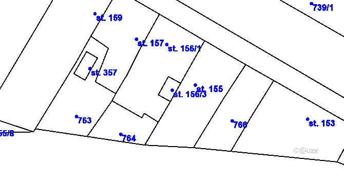Parcela st. 156/3 v KÚ Doksany, Katastrální mapa