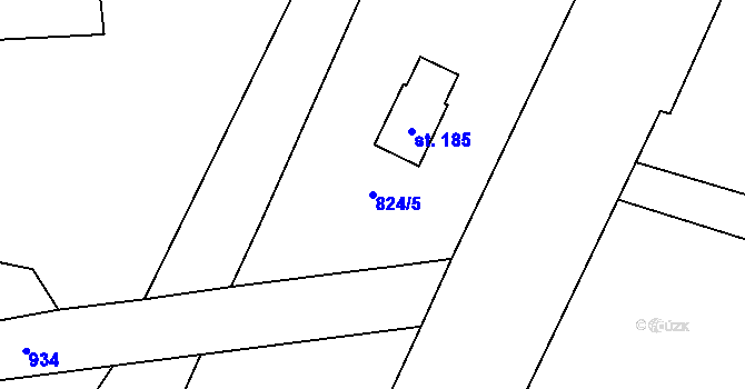 Parcela st. 824/5 v KÚ Doksany, Katastrální mapa