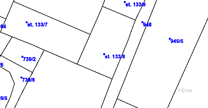 Parcela st. 133/8 v KÚ Doksany, Katastrální mapa