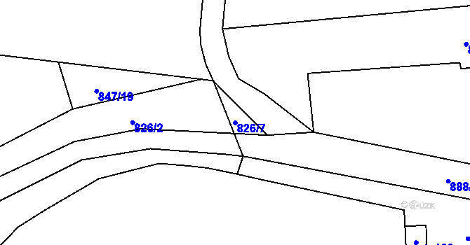 Parcela st. 826/7 v KÚ Doksany, Katastrální mapa