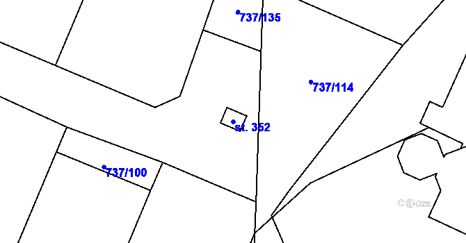 Parcela st. 352 v KÚ Doksany, Katastrální mapa