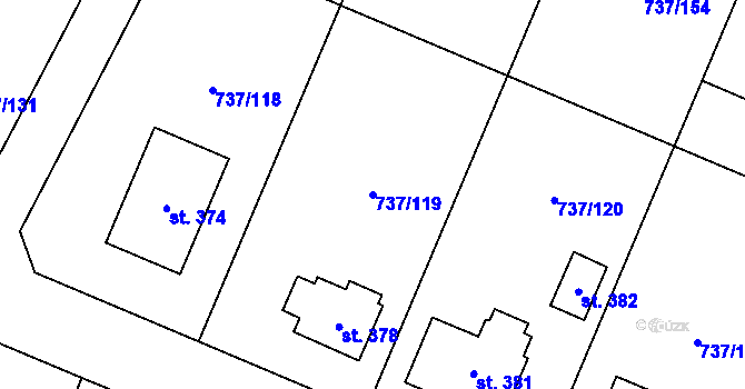 Parcela st. 737/119 v KÚ Doksany, Katastrální mapa