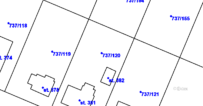 Parcela st. 737/120 v KÚ Doksany, Katastrální mapa