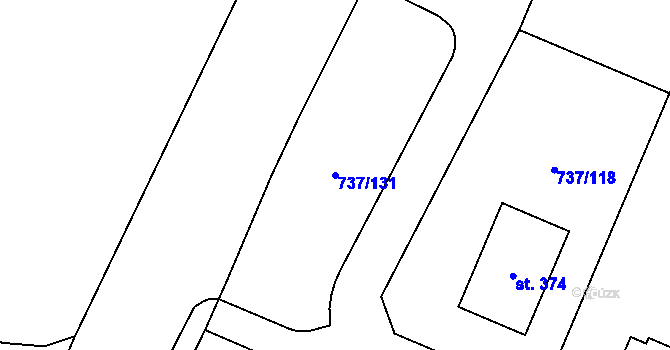 Parcela st. 737/131 v KÚ Doksany, Katastrální mapa