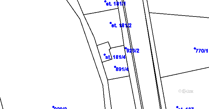 Parcela st. 181/4 v KÚ Doksany, Katastrální mapa