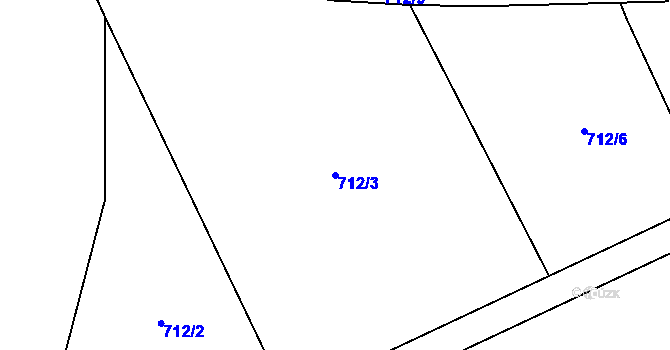 Parcela st. 712/3 v KÚ Doksany, Katastrální mapa