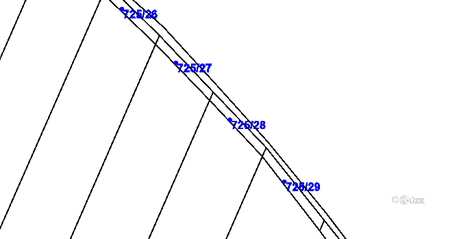 Parcela st. 725/28 v KÚ Doksany, Katastrální mapa