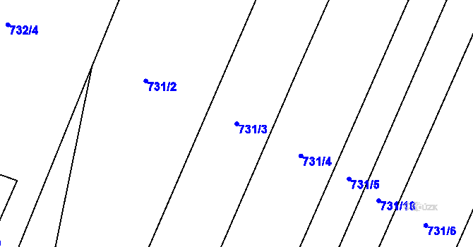 Parcela st. 731/3 v KÚ Doksany, Katastrální mapa