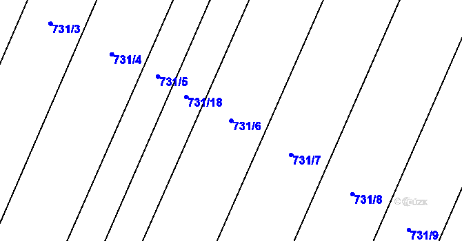 Parcela st. 731/6 v KÚ Doksany, Katastrální mapa