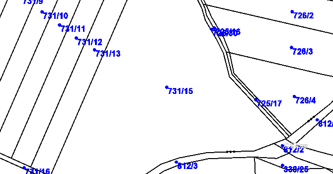 Parcela st. 731/15 v KÚ Doksany, Katastrální mapa