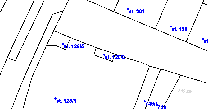 Parcela st. 128/8 v KÚ Doksany, Katastrální mapa