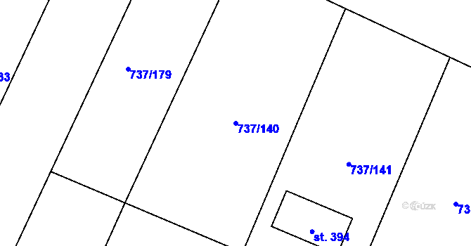 Parcela st. 737/140 v KÚ Doksany, Katastrální mapa