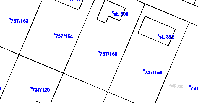 Parcela st. 737/155 v KÚ Doksany, Katastrální mapa