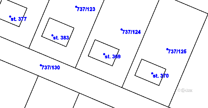 Parcela st. 369 v KÚ Doksany, Katastrální mapa