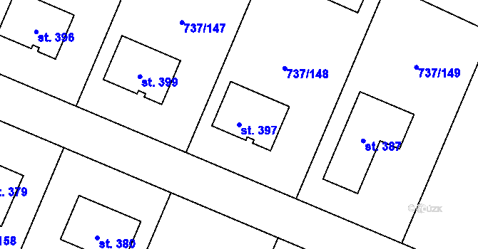 Parcela st. 397 v KÚ Doksany, Katastrální mapa