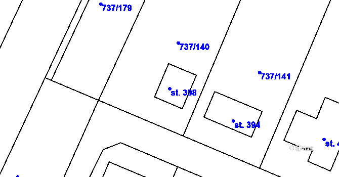Parcela st. 398 v KÚ Doksany, Katastrální mapa