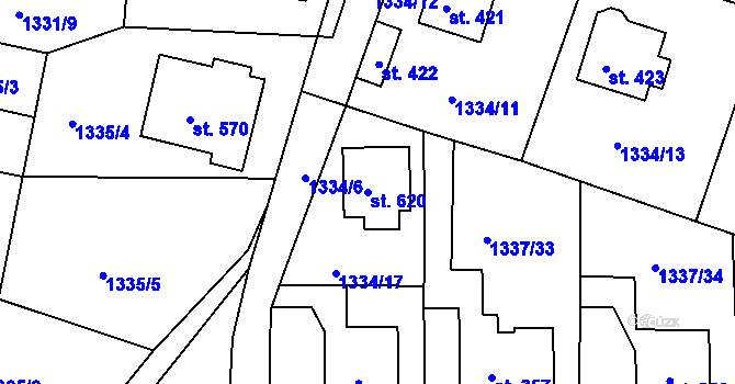 Parcela st. 620 v KÚ Doksy u Kladna, Katastrální mapa
