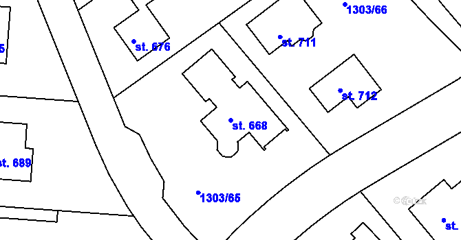 Parcela st. 668 v KÚ Doksy u Kladna, Katastrální mapa