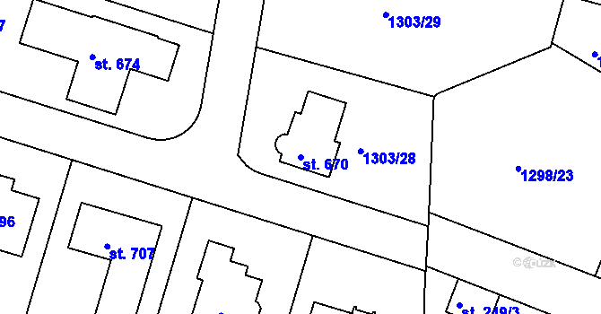 Parcela st. 670 v KÚ Doksy u Kladna, Katastrální mapa
