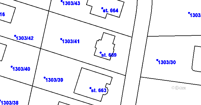 Parcela st. 669 v KÚ Doksy u Kladna, Katastrální mapa