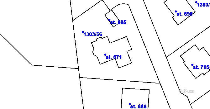 Parcela st. 671 v KÚ Doksy u Kladna, Katastrální mapa